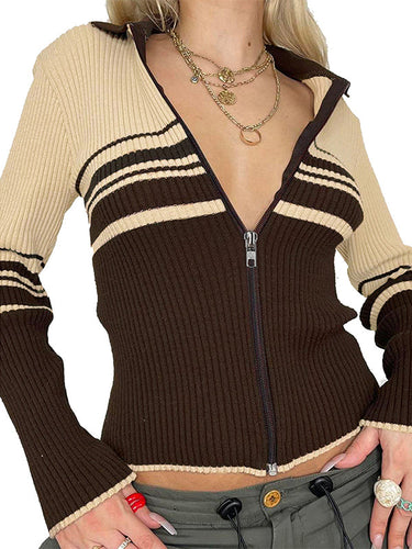 EB | Vintage Gestreifter Patchwork-Reverscardigan