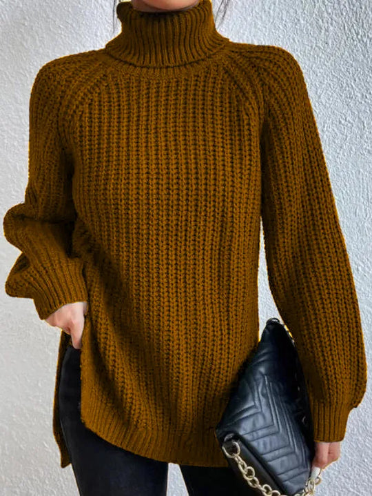 EB-rollkragenpullover Mit Raglanärmel Und Geteiltem Saum