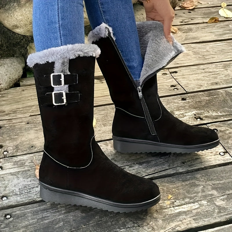 EB | Verstärkte Samt Mittelrohr Schnee Stiefel
