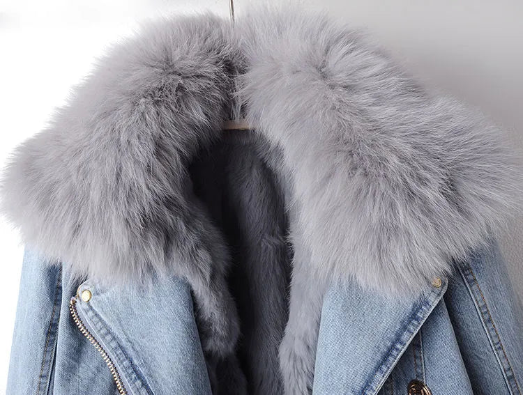 EB | Denim und Kunstfell Eleganzjacke