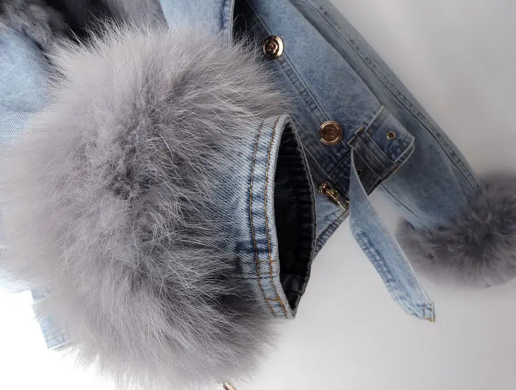 EB | Denim und Kunstfell Eleganzjacke