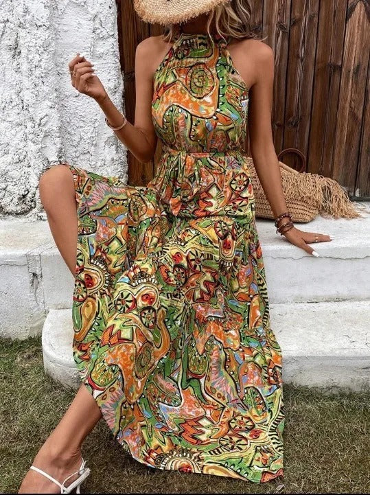 EB | Damen Retro Maxi Halterneck & Vintage-inspiriert