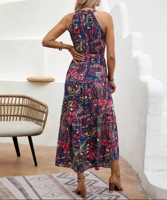 EB | Damen Retro Maxi Halterneck & Vintage-inspiriert