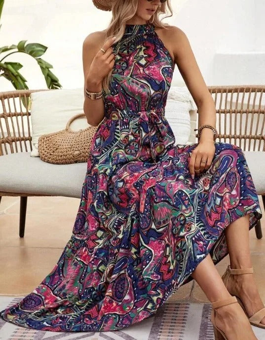 EB | Damen Retro Maxi Halterneck & Vintage-inspiriert