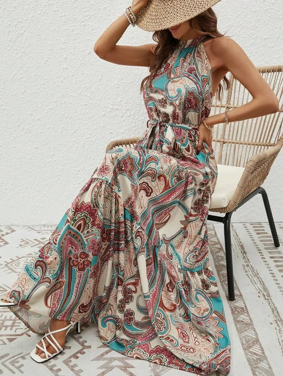EB | Damen Retro Maxi Halterneck & Vintage-inspiriert