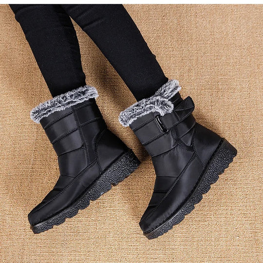 Damen warme Baumwolle Fell Stiefeletten EB