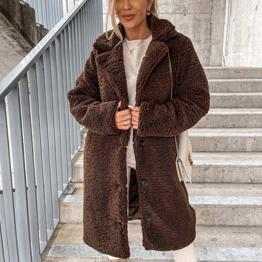 EB | Damen Winter Teddy Mantel Lang