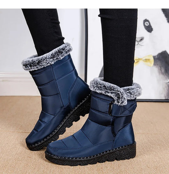 Damen warme Baumwolle Fell Stiefeletten EB