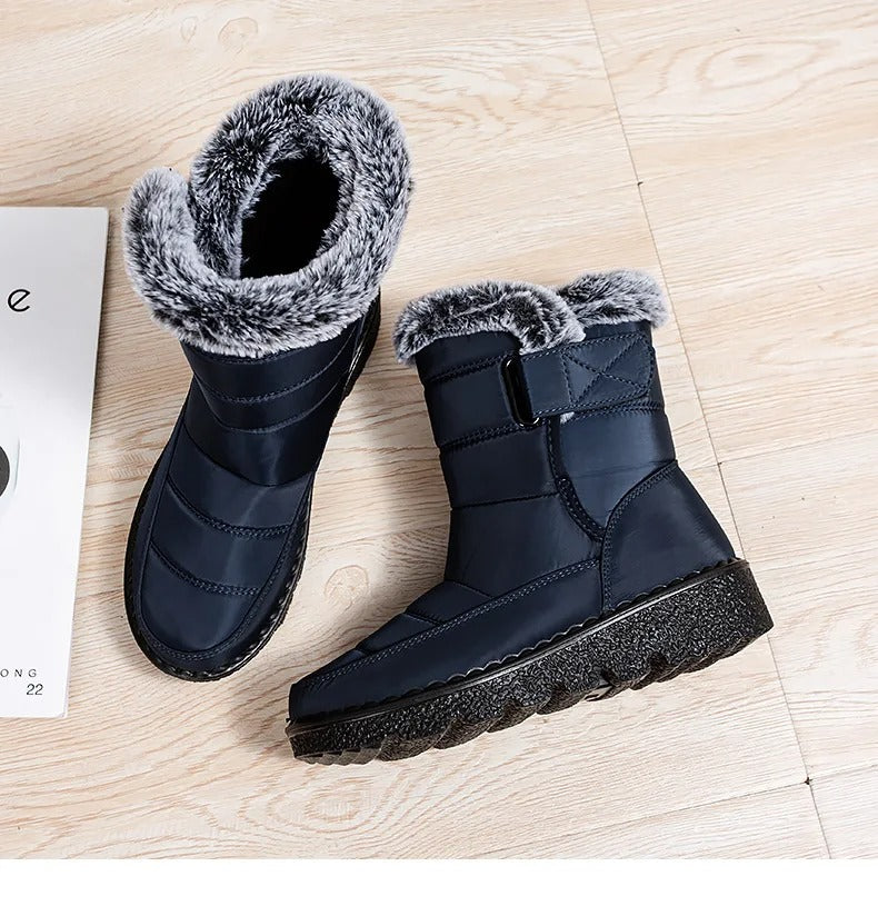 Damen warme Baumwolle Fell Stiefeletten EB