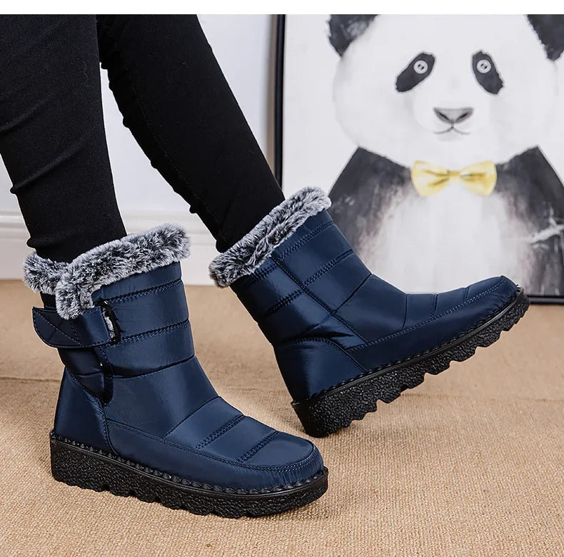 Damen warme Baumwolle Fell Stiefeletten EB