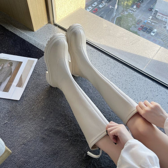 Lange Lederstil Damenstiefel EB