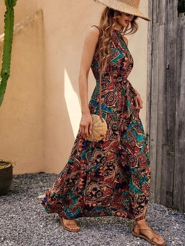 EB | Damen Retro Maxi Halterneck & Vintage-inspiriert