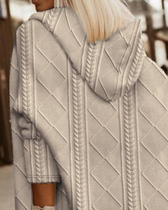 EB | Cardigan - Langer Kapuzenpullover aus Baumwollmischung