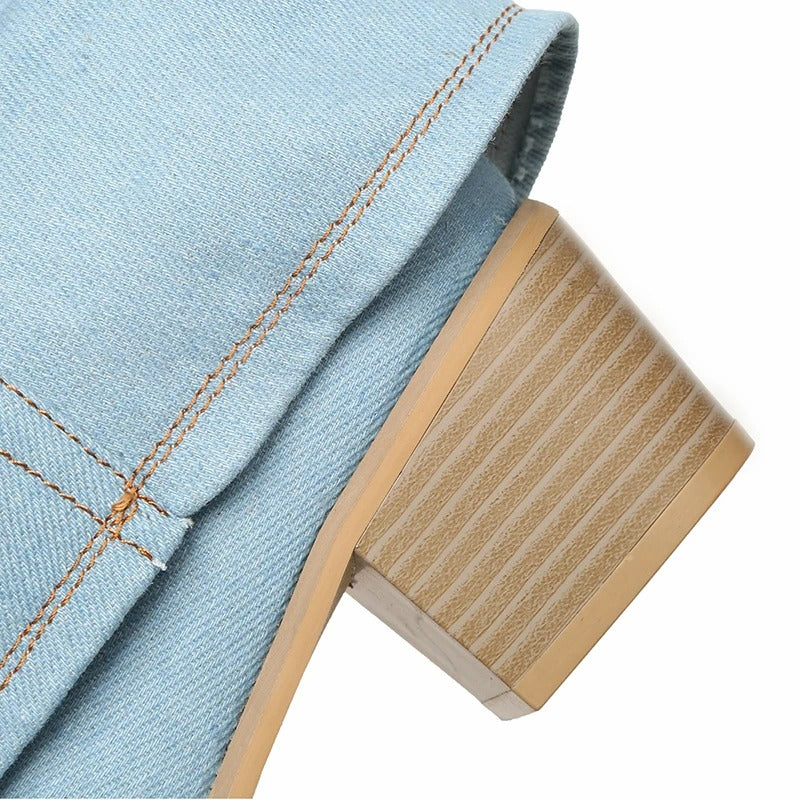 Denim-Stiefel für Frauen mit Blockabsätzen EB