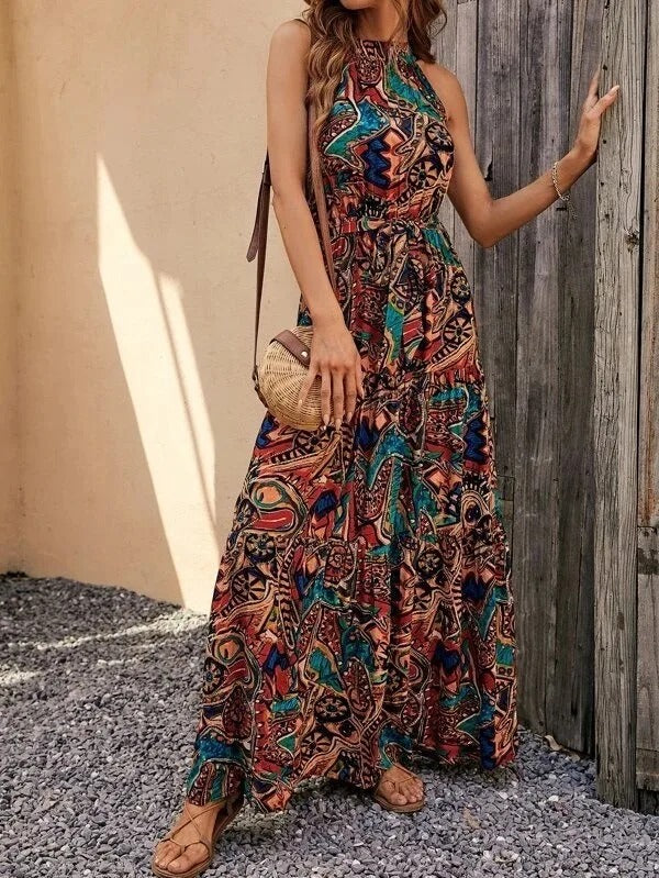 EB | Damen Retro Maxi Halterneck & Vintage-inspiriert