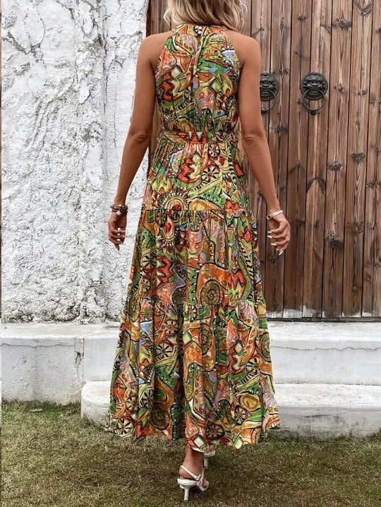EB | Damen Retro Maxi Halterneck & Vintage-inspiriert