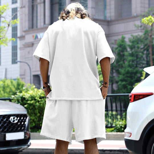 EB | Lockeres T-Shirt Shorts einfarbiges Set