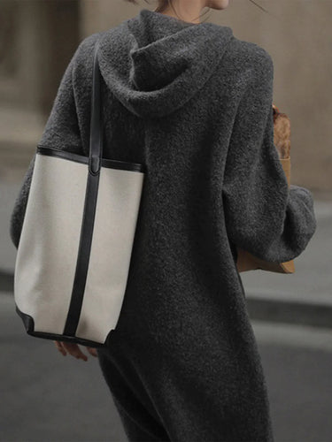 EB | Woll - Kapuzen - Strick - Midi - Kleid