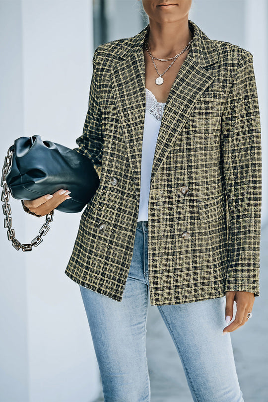EB | Karierter Doppelreiher Langarm-Blazer