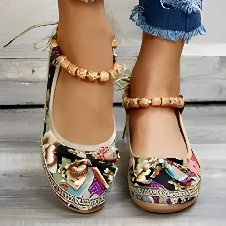 Jasmine | Flache Schuhe mit Blumenmuster für Frauen EB