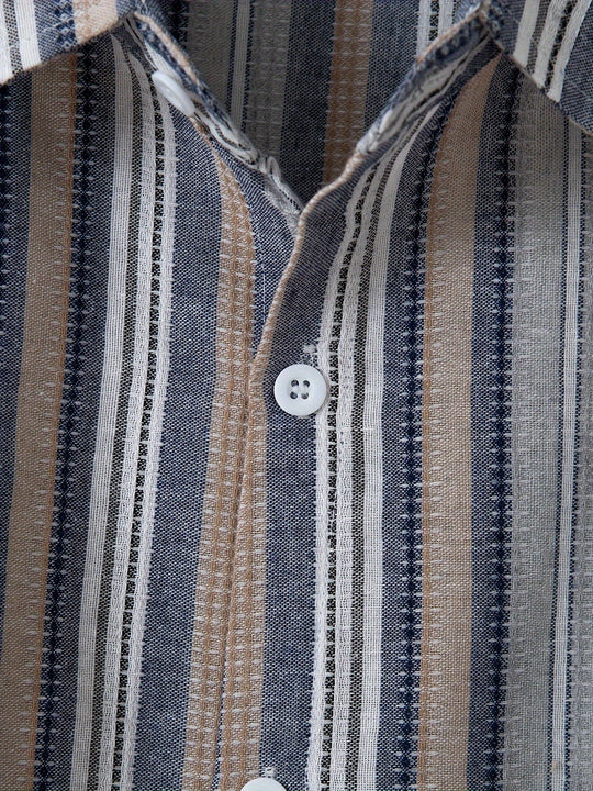 EB | Gestreiftes Baumwoll Leinen Herrenhemd für Entspannte Looks