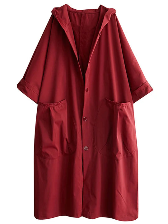 EB | Longline Mantel - Mit Kapuze und aufgesetzten Taschen