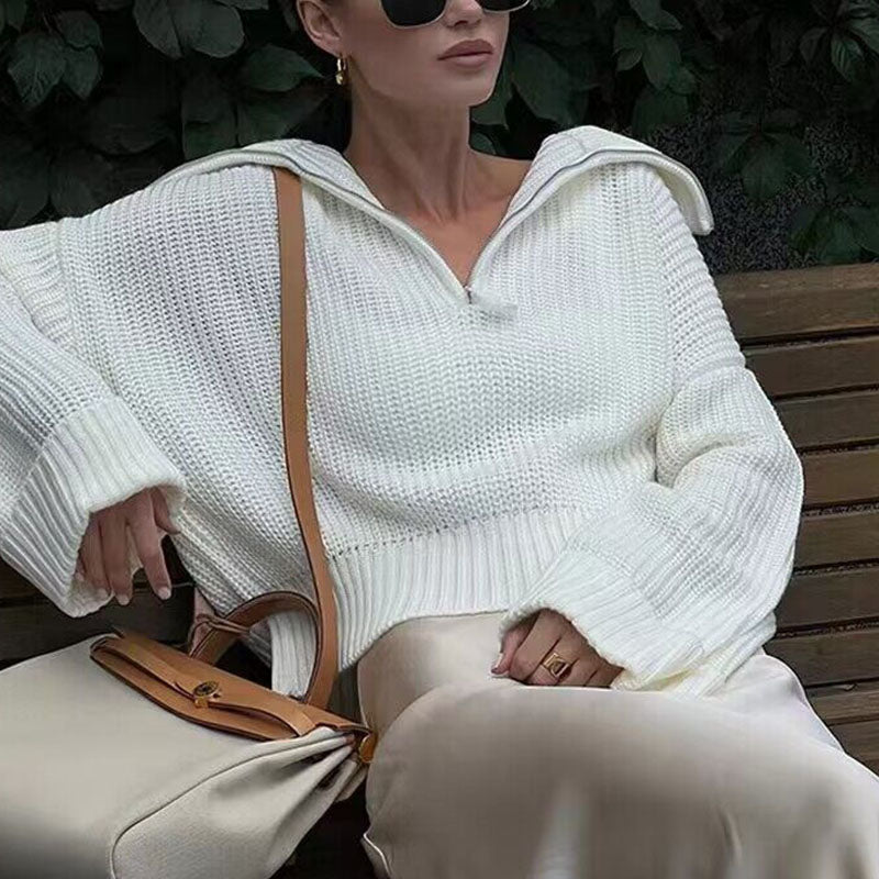 EB | Rippstrick Pullover mit Reißverschluss Weich und Warm Lässige Eleganz