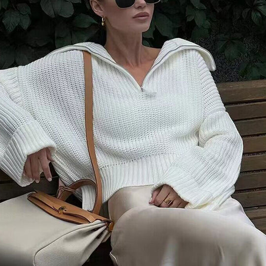 EB | Rippstrick Pullover mit Reißverschluss Weich und Warm Lässige Eleganz