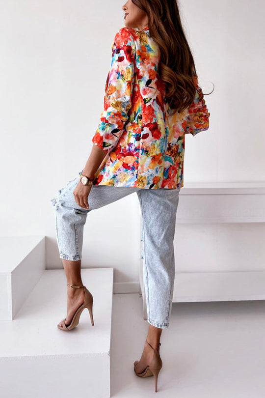 EB | Freie und Echte Florale Revers Freizeitanzug Blazer