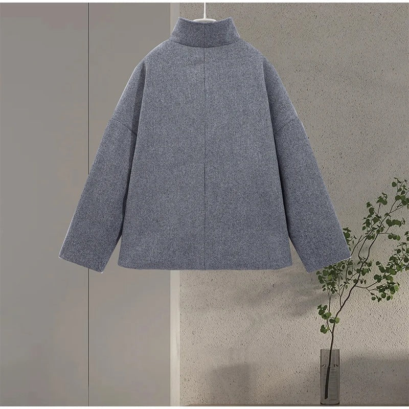 EB | Wollmischung Jacke mit Hohem Kragen und Knöpfen
