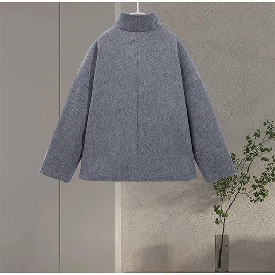 EB | Wollmischung Jacke mit Hohem Kragen und Knöpfen