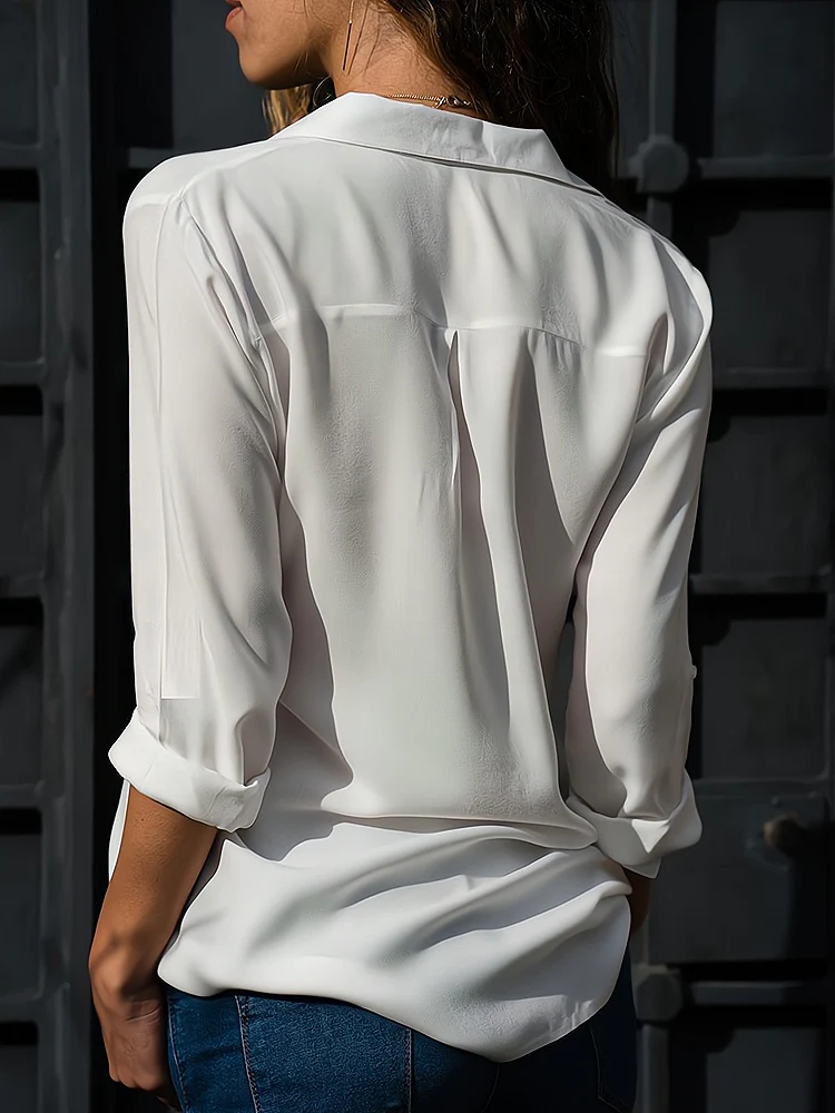 EB | Klassische Knopfleistenbluse mit Langen Ärmeln für Damen