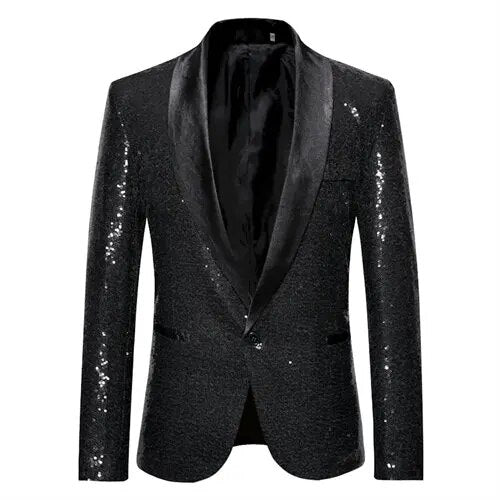 EB - Glänzendes goldenes Squin-Glitz mit Knopf fleece Herren Blazer