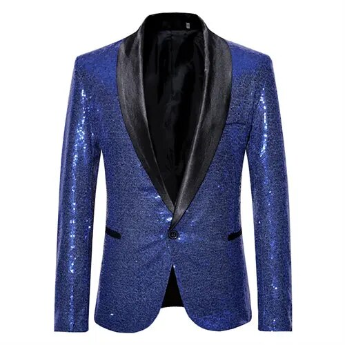 EB - Glänzendes goldenes Squin-Glitz mit Knopf fleece Herren Blazer