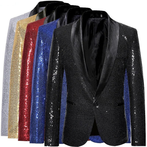 EB - Glänzendes goldenes Squin-Glitz mit Knopf fleece Herren Blazer