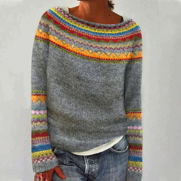EB | Retro Langarmbedruckter Pullover
