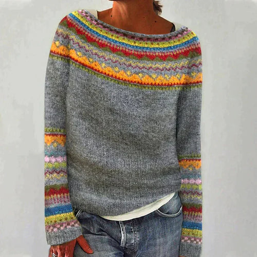 EB | Retro Langarmbedruckter Pullover