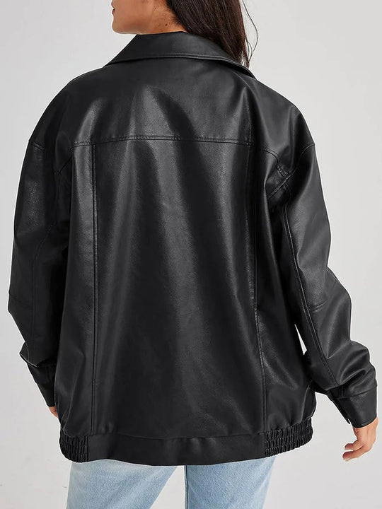EB | Zip-Up Bikerjacke - Oversized Passform mit gerafftem Saum