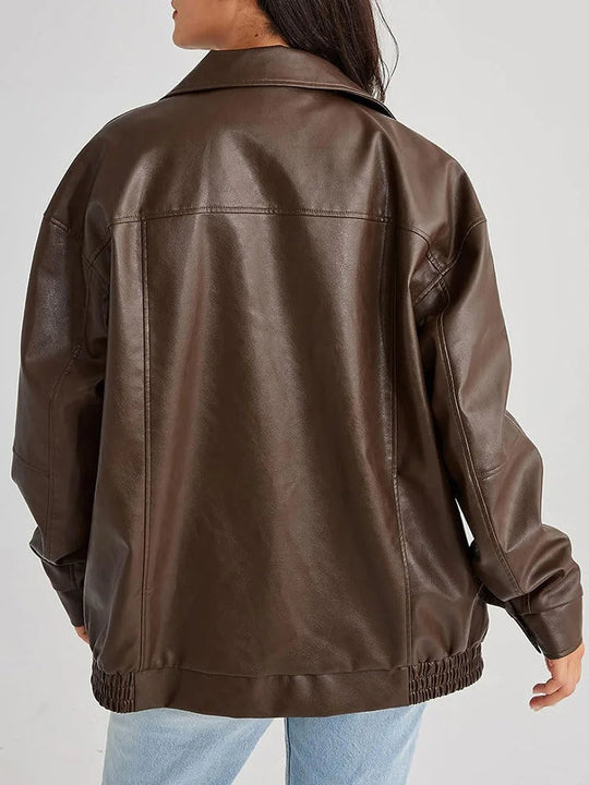 EB | Zip-Up Bikerjacke - Oversized Passform mit gerafftem Saum