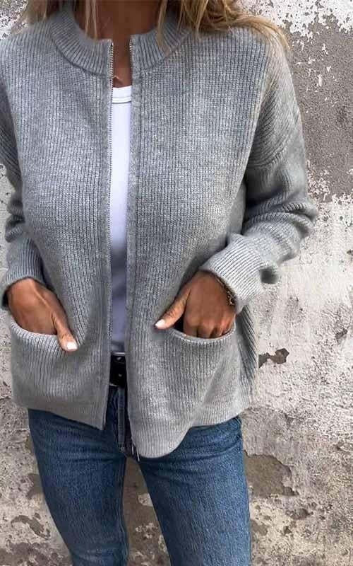 EB | Rundhalsjacke Im Raffinierten Stil