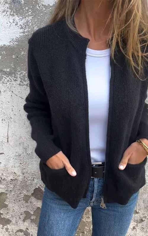 EB | Rundhalsjacke Im Raffinierten Stil