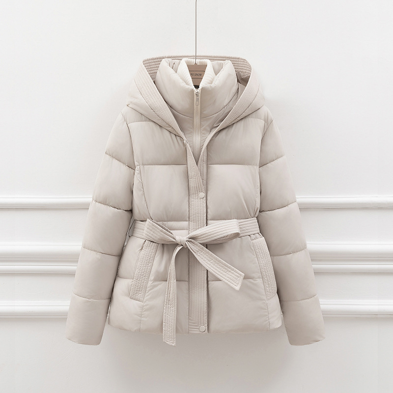 EB | Steppjacke - Slim Fit - Kapuze - Bindegürtel - Seitentaschen
