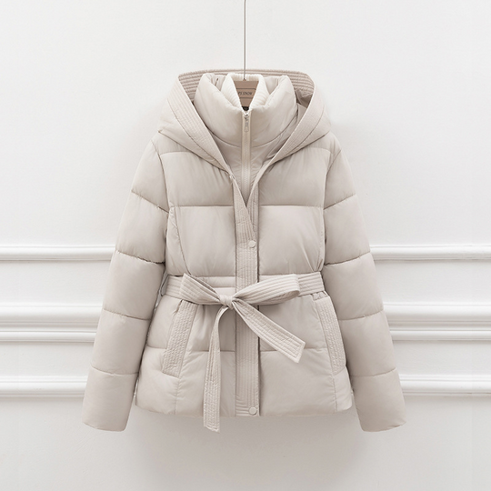 EB | Steppjacke - Slim Fit - Kapuze - Bindegürtel - Seitentaschen