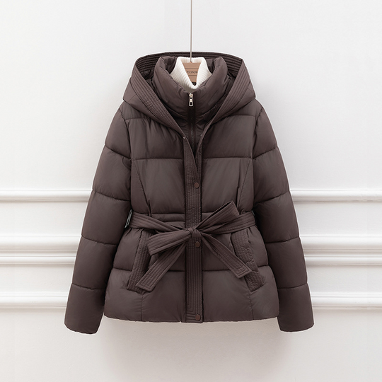 EB | Steppjacke - Slim Fit - Kapuze - Bindegürtel - Seitentaschen