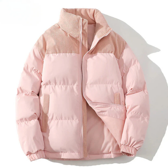 EB | Puffer-Jacke Gestepptes Futter Rippcord-Naht Hüftlänge Elastische Bündchen