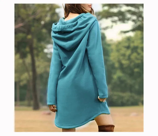 EB | Gemütliches Langes Sweatshirt-Kleid mit Kapuze
