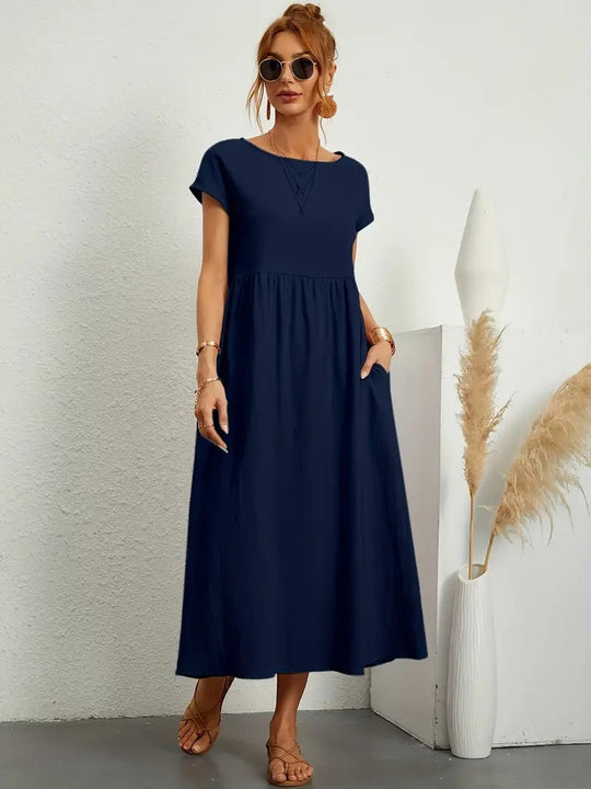 EB | Raffinierte Leinen Sommerkleid mit Praktischen Taschen