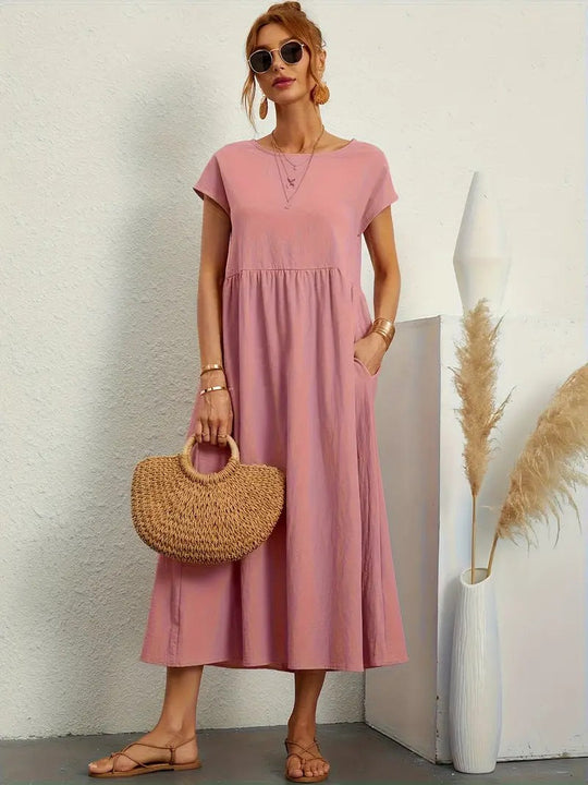 EB | Raffinierte Leinen Sommerkleid mit Praktischen Taschen