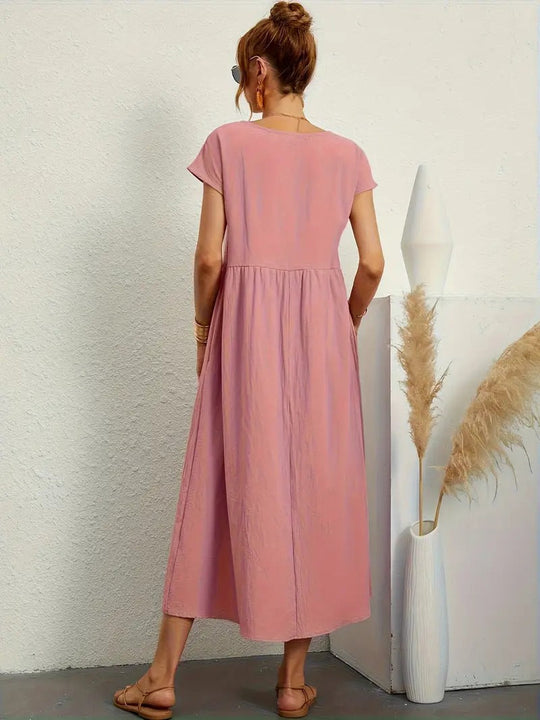EB | Raffinierte Leinen Sommerkleid mit Praktischen Taschen
