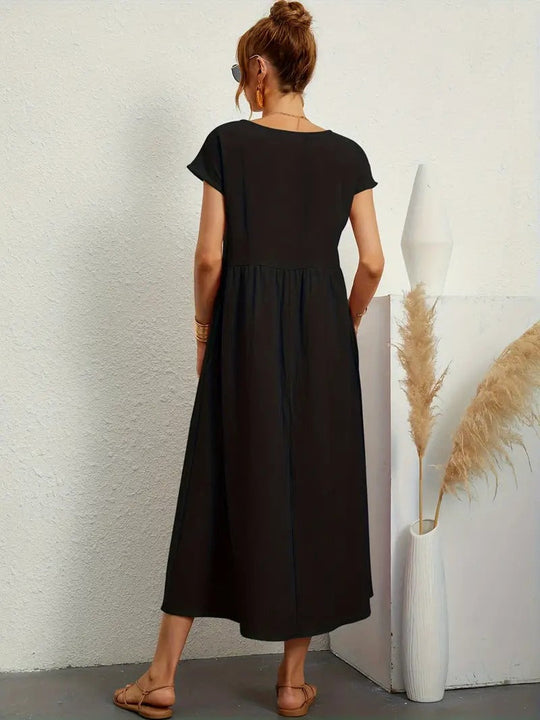 EB | Raffinierte Leinen Sommerkleid mit Praktischen Taschen